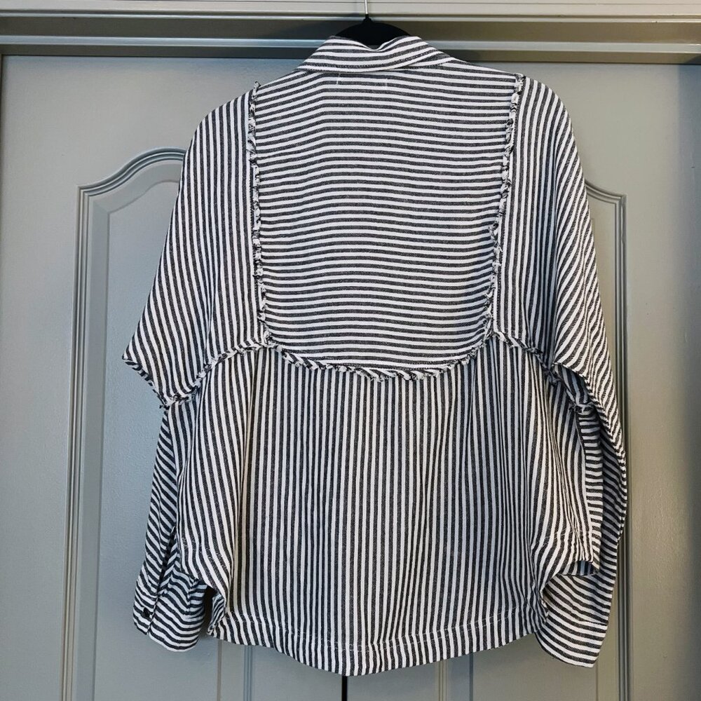 Oversized Striped Button Down • Normcore Minimal • Indie Sleaze Layering Top - Picture 3 of 7